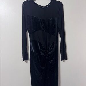 SHEIN Black Glitter Long Sleeve Dress